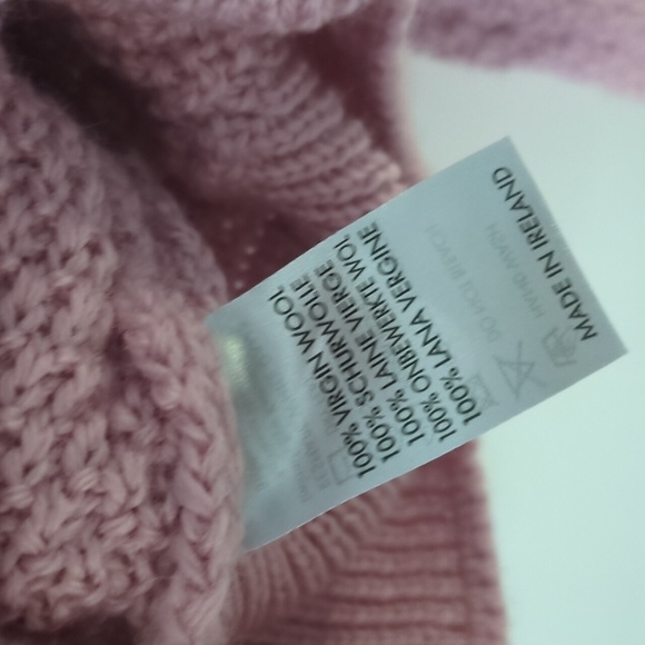 Ireland's Aster Shawl Collar Oversized Cozy Pink Cable Knit Sweater Pastel Pink - Picture 9 of 11